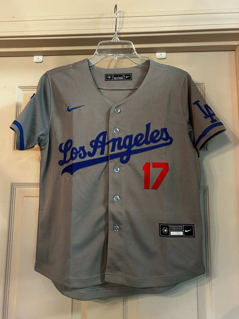 NWT Nike MLB LA Dodgers Grey w/Blue Baseball Jersey Big Kid’s Small #17 Ohtani
